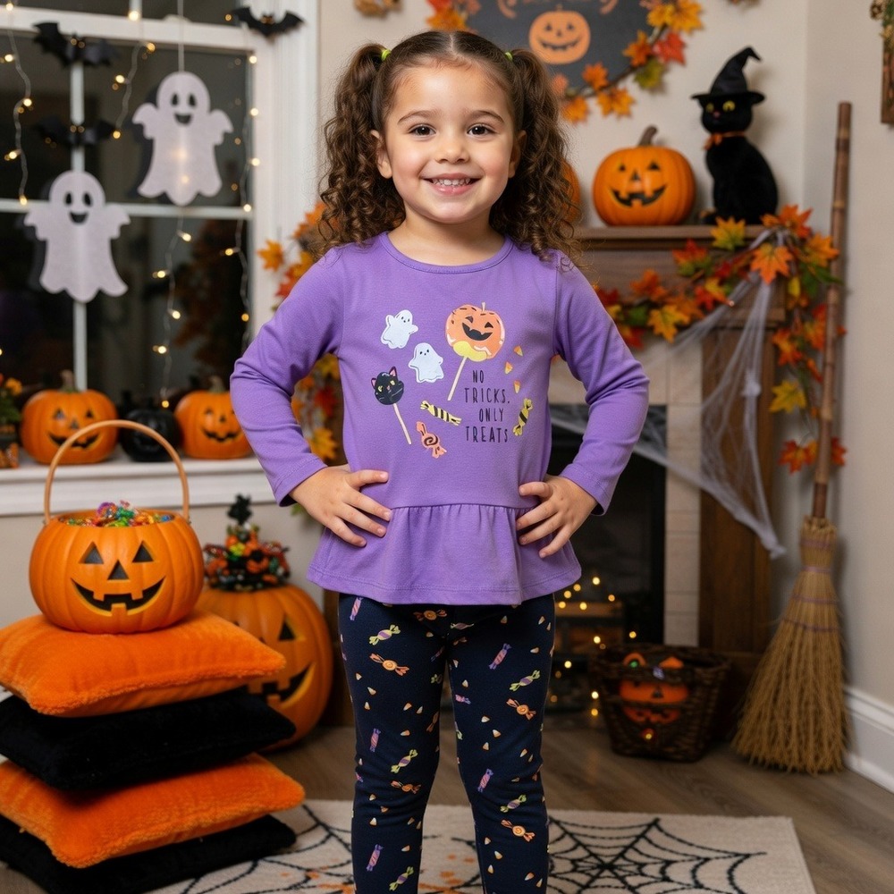 Carter's Child of Mine Baby Girl Halloween Outfit, Peplum Top with Leggings, 3T
